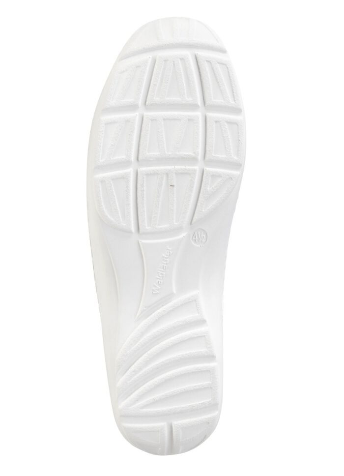 Waldl&auml;ufer, bequeme Damen-Slipper, Weite H, mit herausnehmbarem Fu&szlig;bett WEISS-BUNT