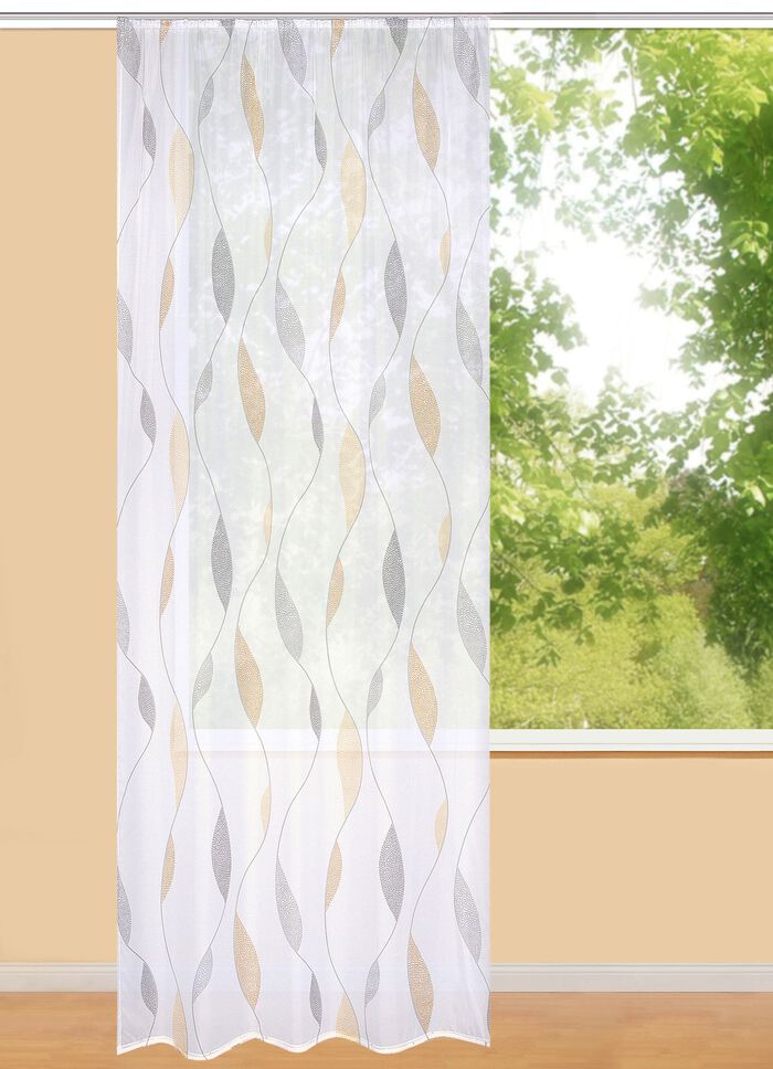 Store mit Punktewelle-Dessin GOLD-GRAU