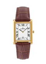 Dugena-Quartz-Herrenuhr mit Edelstahlgeh&auml;use und Lederband 