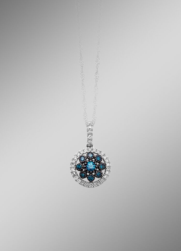 Sch&ouml;ner Anh&auml;nger mit blauen Brillanten und wei&szlig;en Diamanten 