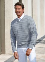 Legerer V-Pullover mit Strukturdessin in 3 Farben 