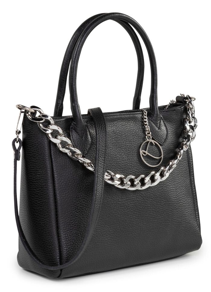 Laurina Tasche aus genarbtem Kalb-Nappaleder mit Zierkette 