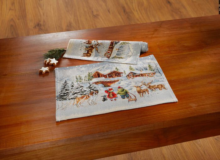 Winterliche Tisch- und Raumdekoration in Gobelin-Qualit&auml;t MULTICOLOR