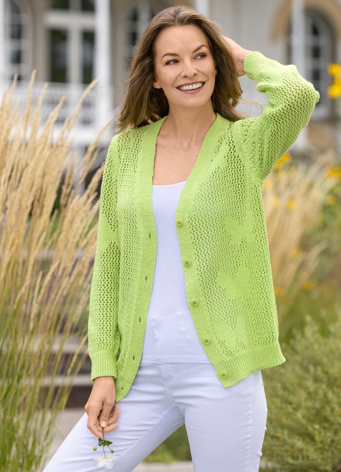 Strickjacke mit Schmetterling-Dessin 