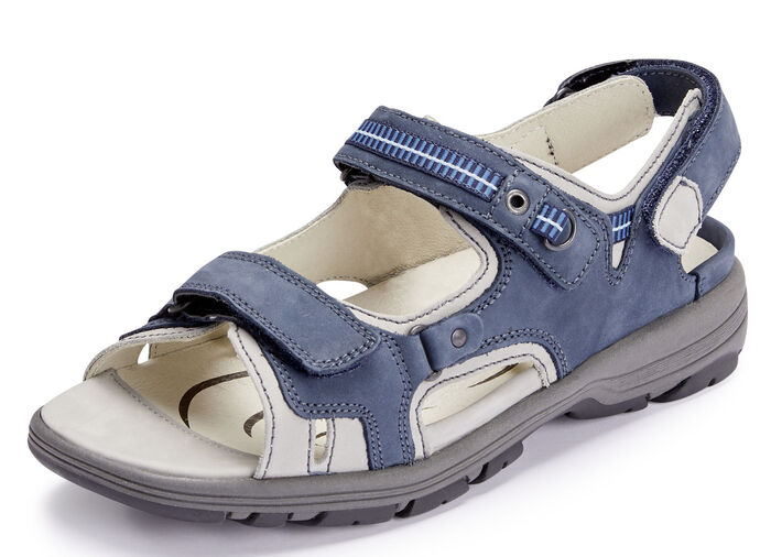 Waldläufer, sportliche Damen-Sandalen, Weite H, mit herausnehmbarem Fußbett JEANS-HELLGRAU