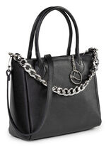 Laurina Tasche aus genarbtem Kalb-Nappaleder mit Zierkette SCHWARZ