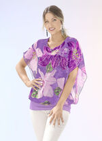 Shirtbluse mit Chiffon-Überwurf in 2 Farben FLIEDER-AUBERGINE-BEIGE