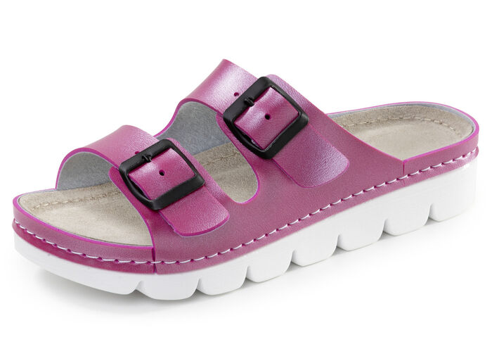 Klassische Damen-Pantoletten, mit verstellbaren Schlie&szlig;en PINK