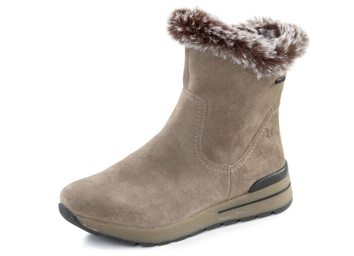 Caprice, gefütterte Damen-Stiefeletten, Winterschuhe, Weite H, mit herausnehmbarem Fußbett TAUPE