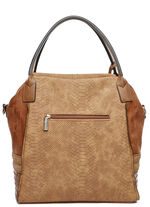 Collezione Alessandro Tasche aus teilweise reptilgeprägtem Veloursmaterial COGNAC