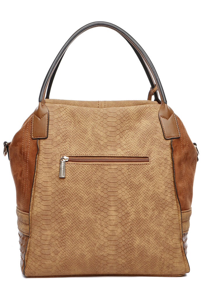 Collezione Alessandro Tasche aus teilweise reptilgeprägtem Veloursmaterial COGNAC