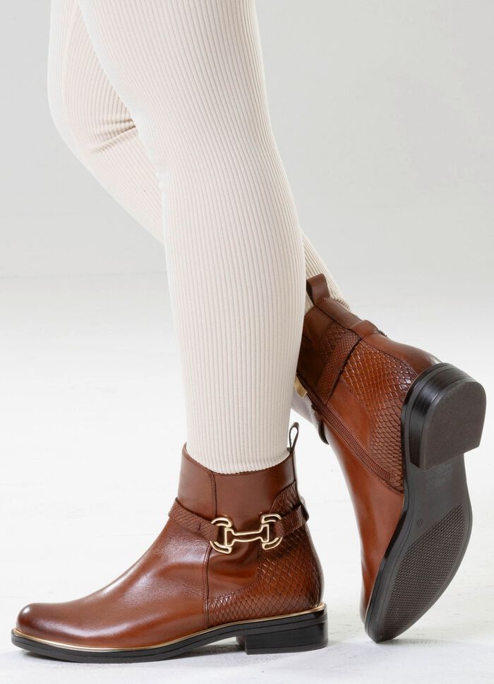 ELENA EDEN, schicke Damen-Stiefeletten, Winterschuhe, Weite G, mit Rei&szlig;verschluss COGNAC