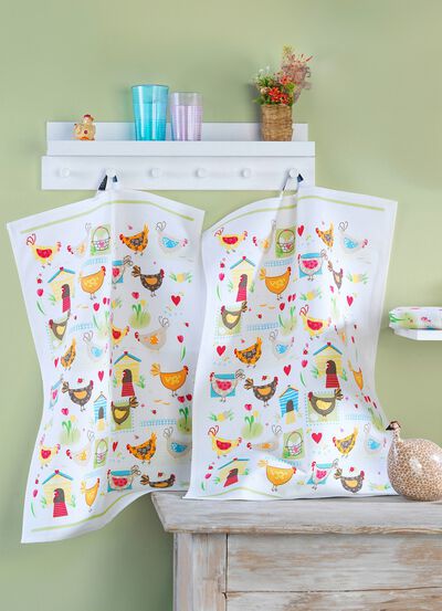 Geschirrt&uuml;cher aus Halbleinen, 3er-Set 