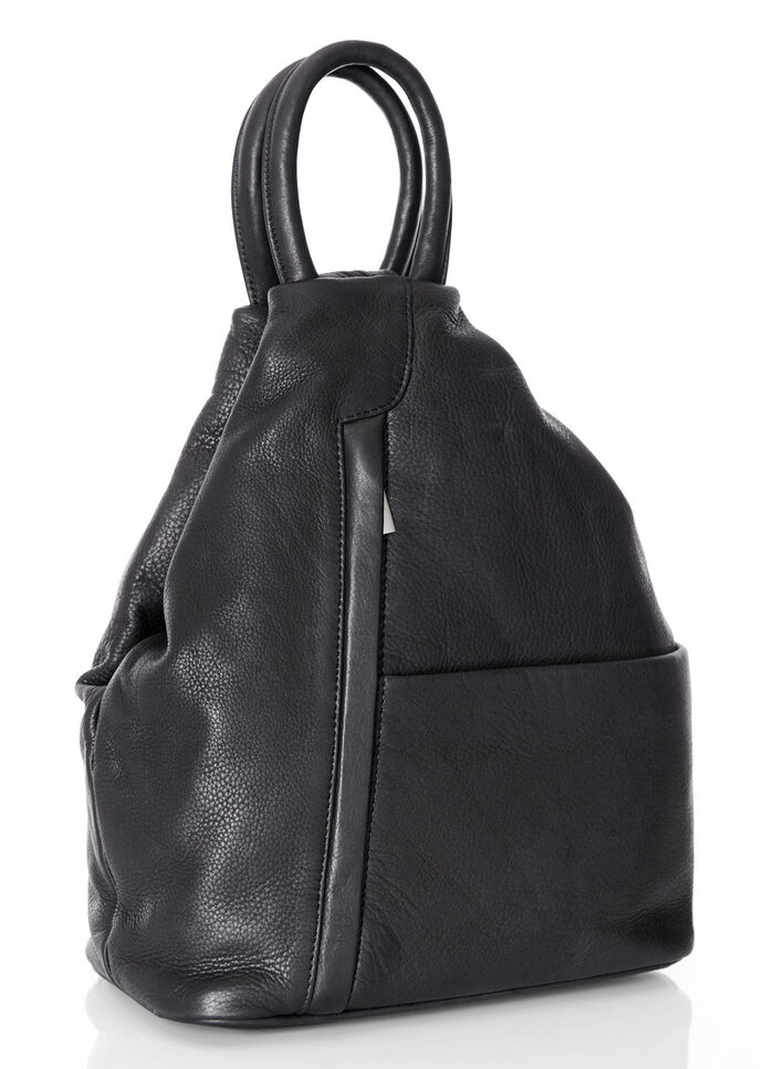 Laurina, Rucksack, Damen, mit zwei durch Reißverschluss teilbare Umhängeriemen SCHWARZ