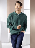 Polopullover mit kurzer Knopfleiste in 3 Farben PETROL
