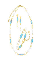 Schmuckset, 3-teilig, aus Messing mit Kristallsteinen 