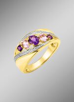 Damenring mit Amethyst und Zirkonia 