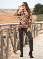 Poloshirt mit kurzer Knopfleiste BRAUN-BEIGE-ROSÉ