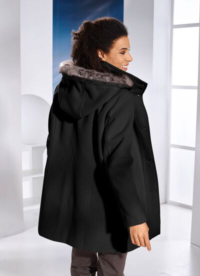 Jacke mit abnehmbarem Kubstpelz-Besatz 