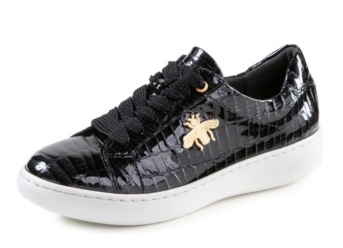ELENA EDEN Sneaker aus Lackleder mit edlem Metallschmuck SCHWARZ