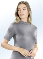 Zweierpack Shirts mit Stehkragen und kurzen Ärmeln 1X GRAFIT, 1X JEANSBLAU