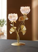 Eleganter Teelichthalter aus Metall und Glas 