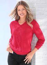 Pullover mit streckender Zopfstruktur 