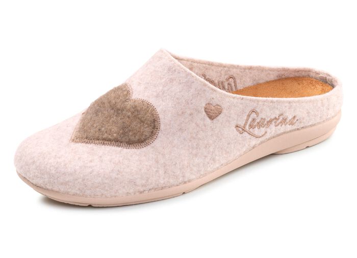 Laurina, klassische Damen-Hausschuhe, mit herausnehmbarem Fu&szlig;bett BEIGE