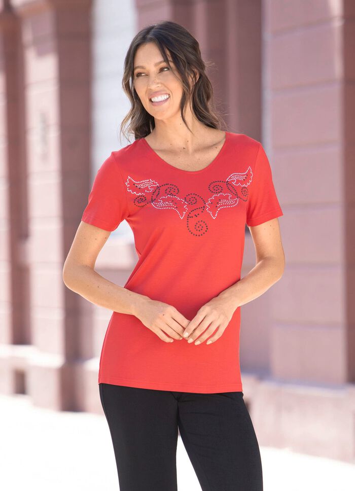 Shirt mit dekorativer Pl&auml;ttchenzier in 2 Farben 