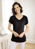 Shirt mit gerafftem Einsatz in 2 Farben SCHWARZ