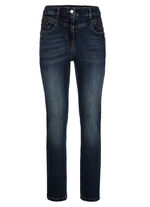 Jeans mit Glitzersteinchen und Ziernähten 