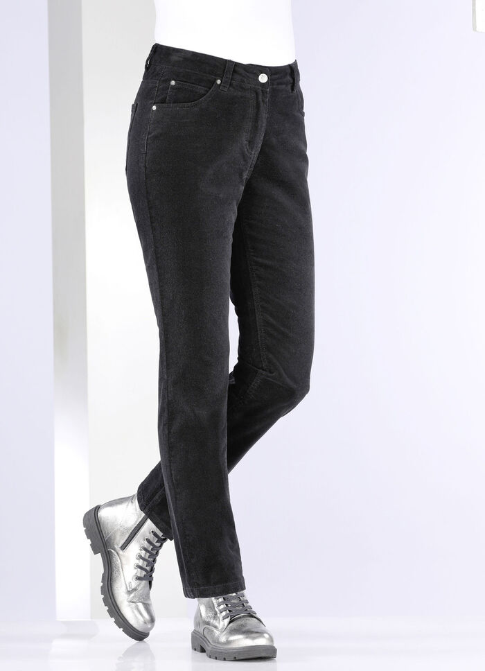Samtweiche Hose in 5-Pocket-Form SCHWARZ