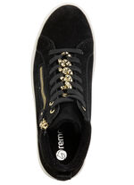 Remonte Bootie mit funkelnder Zierkette an der Schnürung SCHWARZ