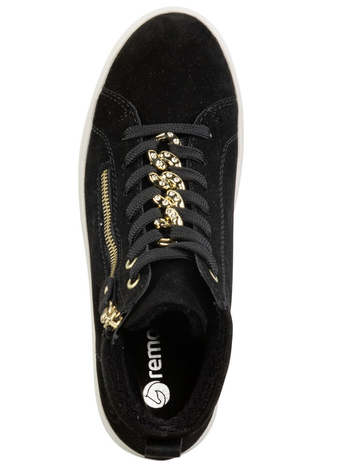 Remonte Bootie mit funkelnder Zierkette an der Schnürung SCHWARZ