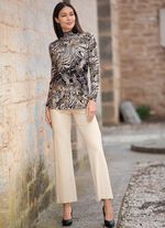 Shirt mit gesmoktem Stehkragen 