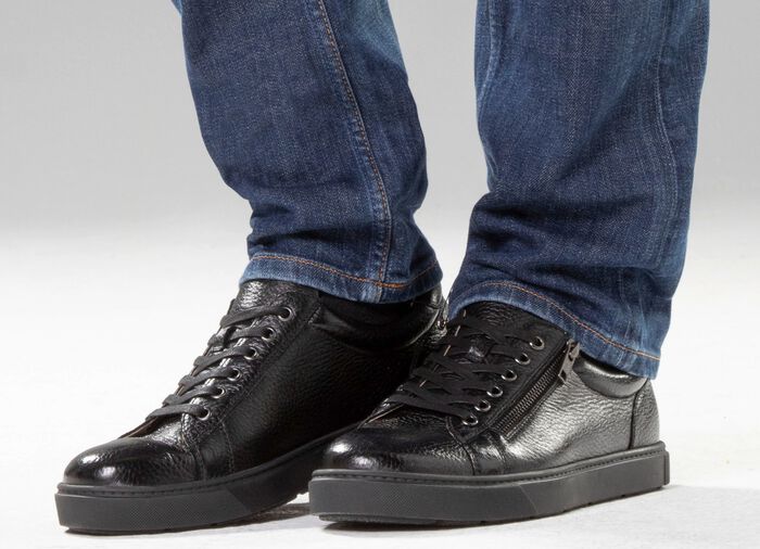 GINO GALANTE, klassische Herren-Sneaker, mit herausnehmbarem Fu&szlig;bett SCHWARZ