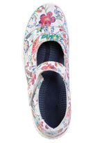 Slipper aus floral bedrucktem Leder ECRU-BUNT