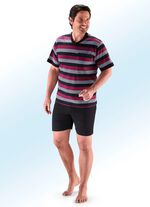 Zweierpack Shortys mit V-Ausschnitt, Brusttasche, garngef&auml;rbtem Ringeldessin 