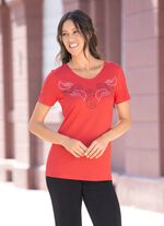 Shirt mit dekorativer Plättchenzier in 2 Farben ROT