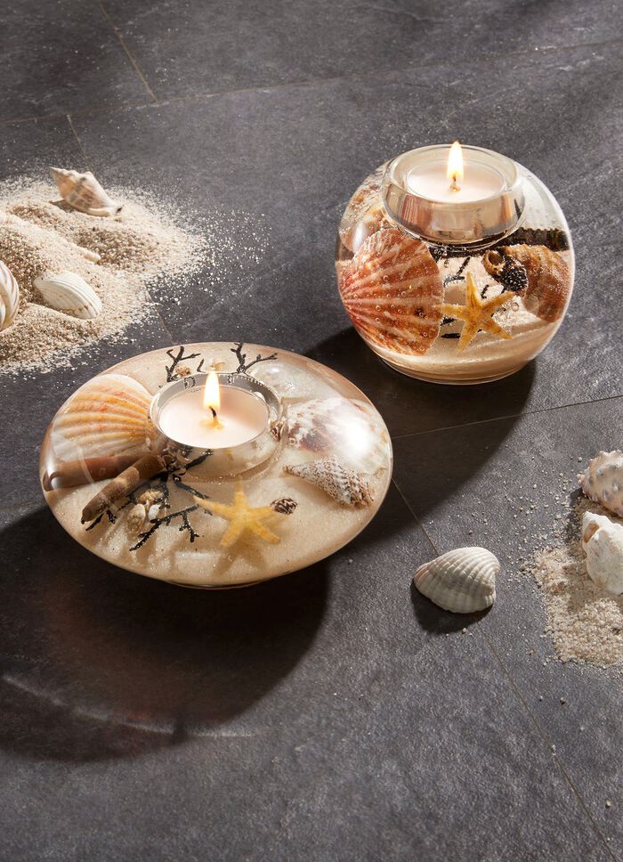 Teelichthalter aus mundgeblasenem Glas 