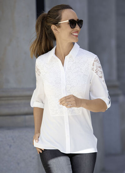 Bluse mit Hemdkragen 