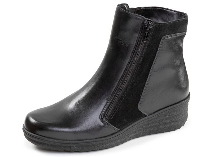 ELENA EDEN, gef&uuml;tterte Damen-Stiefeletten, Winterschuhe, Weite H, mit Lammfell SCHWARZ