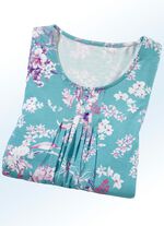 Longshirt mit dezenter Fältelung in 4 Farben TÜRKIS-LILA