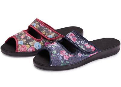 Zweierpack, klassische Damen-Hausschuhe, Weite H, mit Klettverschluss 