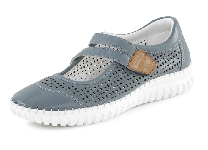 ELENA EDEN Slipper aus Rind-Nappaleder mit braunem Besatz JEANS