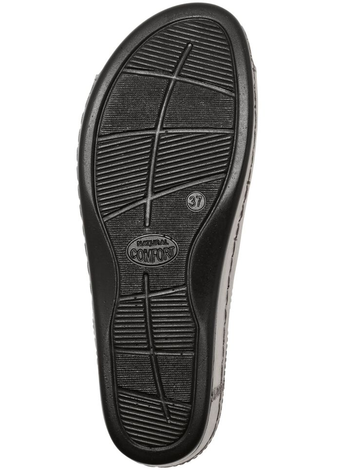 Bequeme Damen-Pantoletten, Weite G, mit Lederbl&uuml;te ANTIKBRONZE