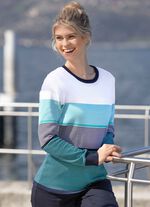 Pullover mit Streifen rundum MARINE-T&Uuml;RKIS-WEISS
