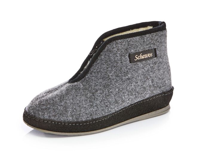 Atmungsaktive Damen-Hausschuhe, mit Rei&szlig;verschluss GRAU-SCHWARZ