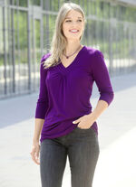 Shirt mit Zierblenden in 2 Farben AUBERGINE