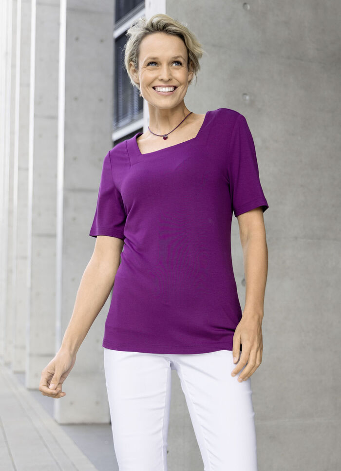 Shirt mit interessantem Halsausschnitt in 3 Farben BEERE